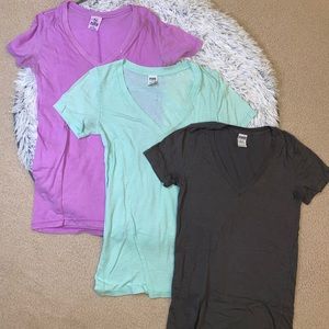 VS PINK V-Neck Shirts (set of 3)
